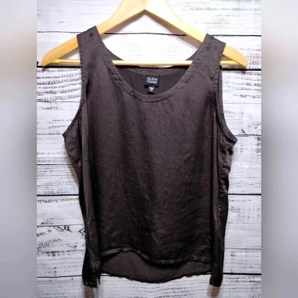 Eileen Fisher Silk Tank in Charcoal Gray size Medium Minimalist 100% Silk‎ - Picture 1 of 6